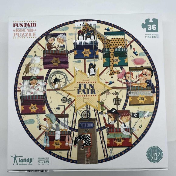 Londji Fun Fair Round Puzzle 36 Pieces European Kids EUC - Picture 2 of 2